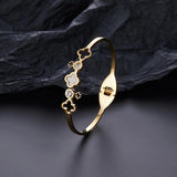 Four-Leaf Clover Stainless Steel Charm Bracelet for Women
