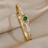 Hollow Zircon Heart Steel Bangles for Women