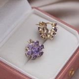 14K Plated Purple Flower Zircon Earrings Women's Party Accessories