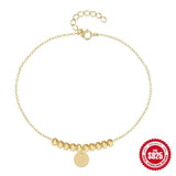 S925 Sterling Silver Balled Disc Bracelet with Thin Chain