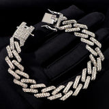 Rhinestone Cuban Link Bracelet Silver Bling Crystal Hip Hop