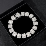 Rhinestone Cuban Link Bracelet Silver Bling Crystal Hip Hop