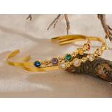 Colorful CZ Stainless Steel Bracelet Bangle Waterproof Jewelry