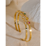 Colorful CZ Stainless Steel Bracelet Bangle Waterproof Jewelry