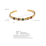 Colorful CZ Stainless Steel Bracelet Bangle Waterproof Jewelry