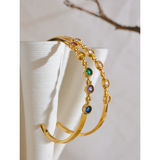Colorful CZ Stainless Steel Bracelet Bangle Waterproof Jewelry