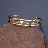 Custom Heart Name Bracelet for Women Personalized Stainless Steel Bangles