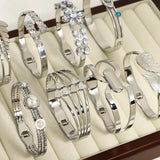 Silver Stainless Steel Bangles Bracelets for Women