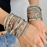 Silver Stainless Steel Bangles Bracelets for Women