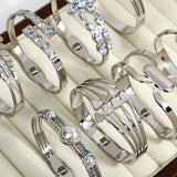 Silver Stainless Steel Bangles Bracelets for Women