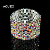 Bridal Rhinestone Bracelet Multi-row Crystal Stretch Bracelet