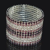 Bridal Rhinestone Bracelet Multi-row Crystal Stretch Bracelet