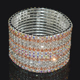 Bridal Rhinestone Bracelet Multi-row Crystal Stretch Bracelet