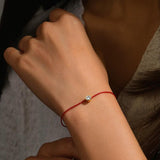 925 Silver Solitaire Zircon Red Rope Bracelet Women 18K Daily Leisure Gift