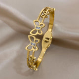 Butterfly Bangle Bracelet Stainless Steel Cuff Elegant Gift