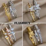 Butterfly Bangle Bracelet Stainless Steel Cuff Elegant Gift