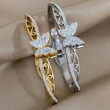 Butterfly Bangle Bracelet Stainless Steel Cuff Elegant Gift