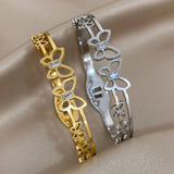 Butterfly Bangle Bracelet Stainless Steel Cuff Elegant Gift