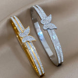 Butterfly Bangle Bracelet Stainless Steel Cuff Elegant Gift