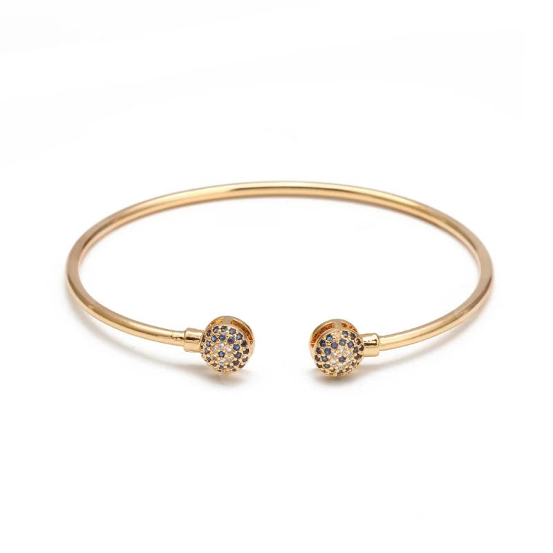 Evil Eye Open Cuff Bracelet Bangle Silver Copper Micro Pave Zircon