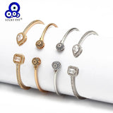 Evil Eye Open Cuff Bracelet Bangle Silver Copper Micro Pave Zircon