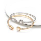 Evil Eye Open Cuff Bracelet Bangle Silver Copper Micro Pave Zircon