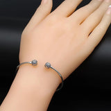 Evil Eye Open Cuff Bracelet Bangle Silver Copper Micro Pave Zircon