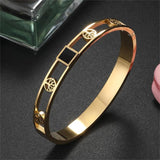 Stainless Steel Tree Hollow Bangle Bracelet for Women