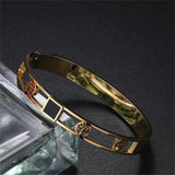 Stainless Steel Tree Hollow Bangle Bracelet for Women