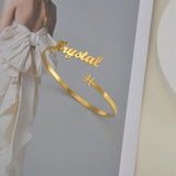 Charm Name Bracelets Stainless Steel Heart Bangle Couple Jewelry Birthday