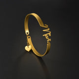 Charm Name Bracelets Stainless Steel Heart Bangle Couple Jewelry Birthday