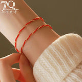 S925 Silver Happy Bracelet Red Rope Woven Hand Rope Light Niche
