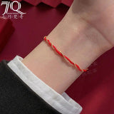 S925 Silver Happy Bracelet Red Rope Woven Hand Rope Light Niche