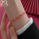 S925 Silver Happy Bracelet Red Rope Woven Hand Rope Light Niche