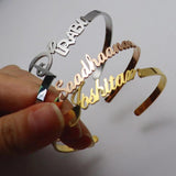 Custom Name Bracelets for Women Stainless Steel 18k Plated Bangles