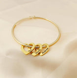 Personalized Hearts Name Bracelet Custom Engraved Bangle