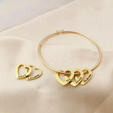 Personalized Hearts Name Bracelet Custom Engraved Bangle
