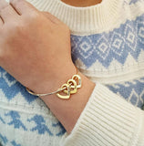 Personalized Hearts Name Bracelet Custom Engraved Bangle