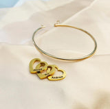 Personalized Hearts Name Bracelet Custom Engraved Bangle