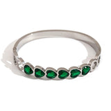 Green Crystal Heart Stainless Steel Bangles for Women