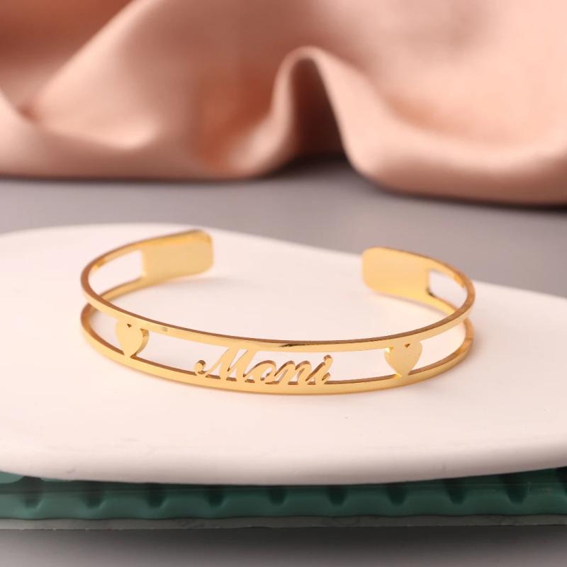 Custom Name Bracelet for Women, Personalized Stainless Steel Bangle