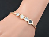 Roman Numeral CZ Crystal Wedding Bangle Stainless Steel Love Charm Bracelet