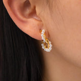 Uworld Stainless Steel Pearls Beads Huggie Earrings