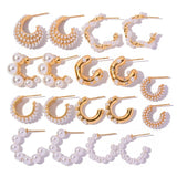Uworld Stainless Steel Pearls Beads Huggie Earrings