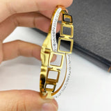 Heart Rhinestone Charm Bracelet Stainless Steel Bangle
