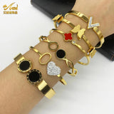 Heart Rhinestone Charm Bracelet Stainless Steel Bangle
