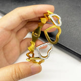 Heart Rhinestone Charm Bracelet Stainless Steel Bangle