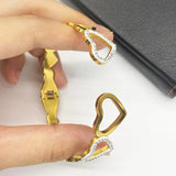 Heart Rhinestone Charm Bracelet Stainless Steel Bangle