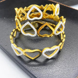 Heart Rhinestone Charm Bracelet Stainless Steel Bangle