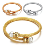 Simulated Pearl Jewelry Women Cable Bangles Bracelet